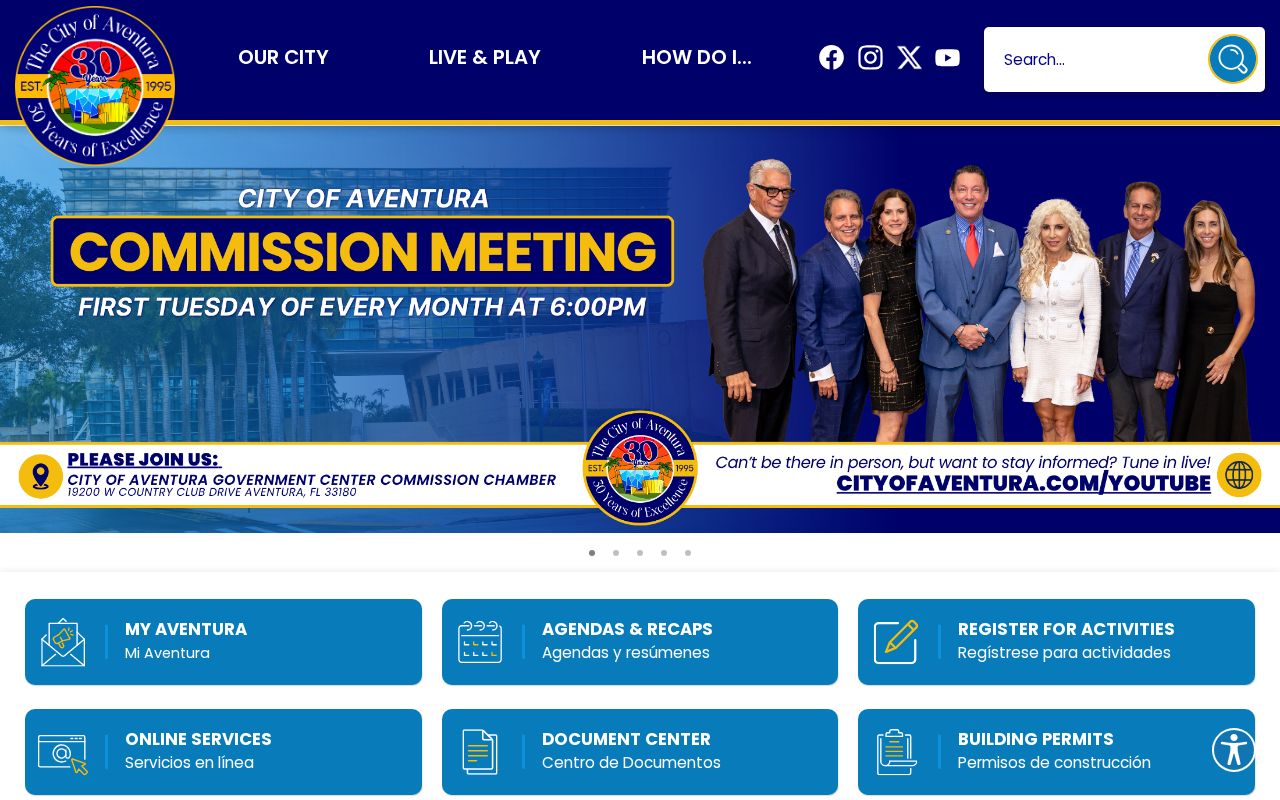 City of Aventura official records contact page
